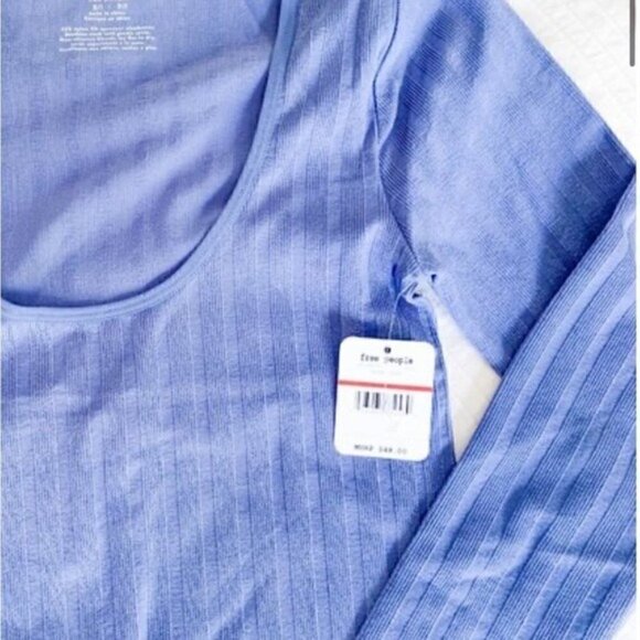 Free People Intimately Lucky You Scoop Neck Strped Top Layering Top,Blue XS/S - Picture 10 of 15